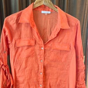 Calvin Klein two texture blouse